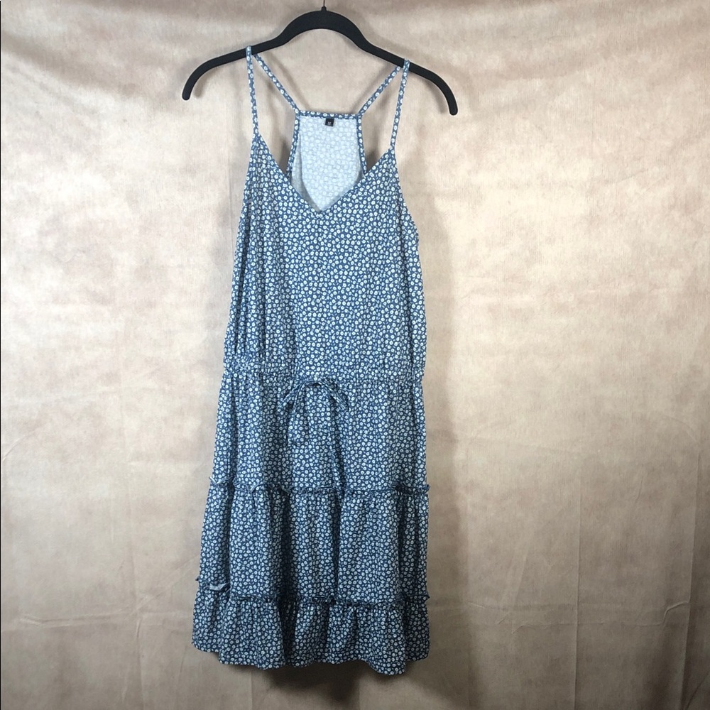 Blue Floral Ruffle Dress‎